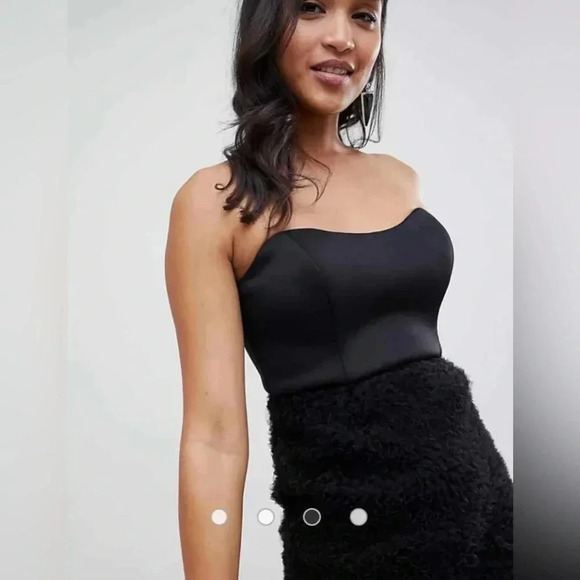 💥HOST  PICKx2💥 ASOS Design Scuba Bandeau Black Floral Lace Midi Dress Size 6 - Picture 4 of 15